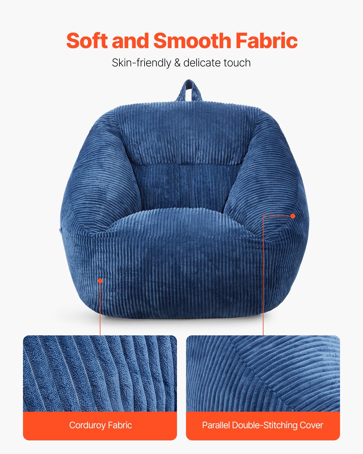 AI62 Decor Teddy Velvet Memory Foam Bean Bag Chair – Blue