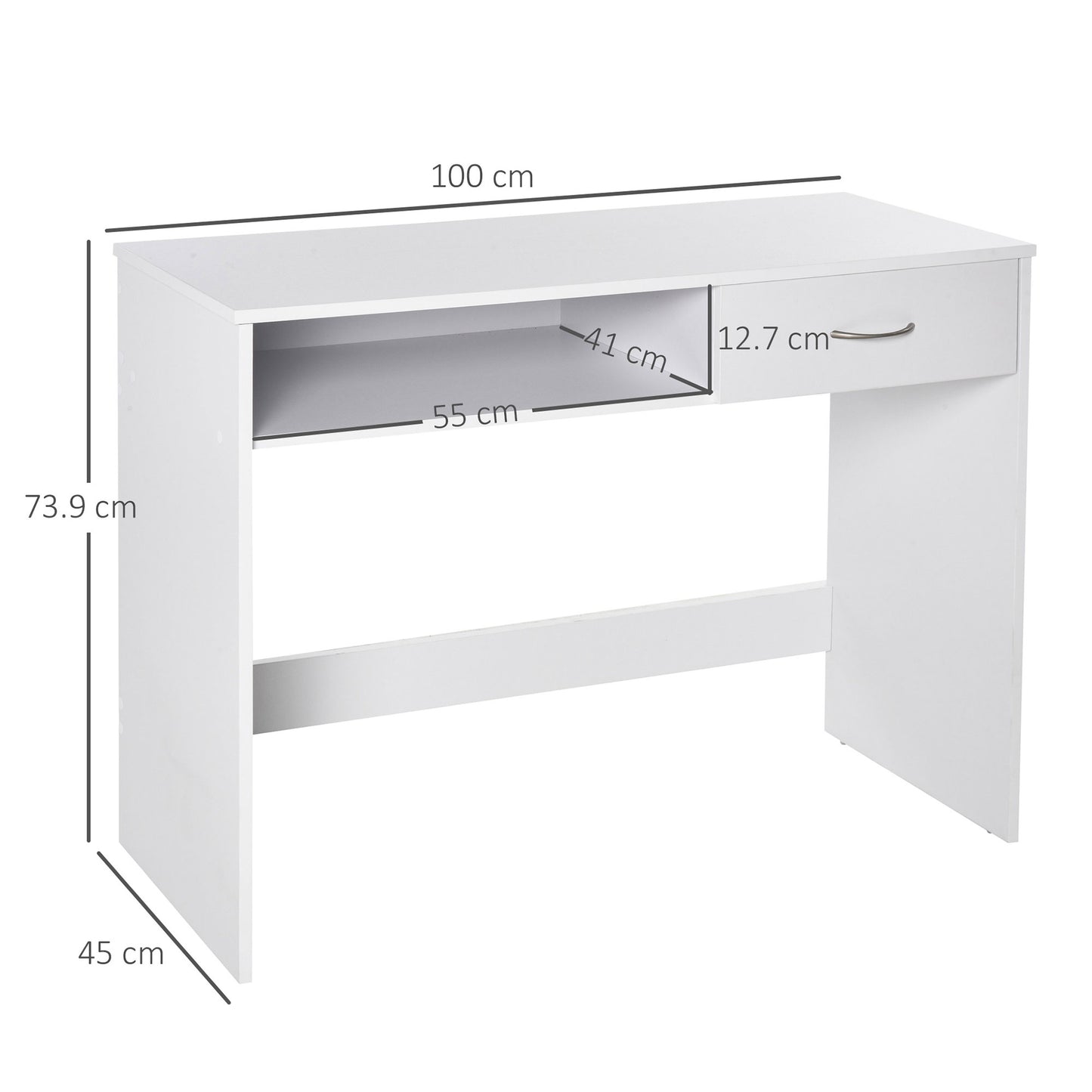 AI62 Decor White Study Desk with Storage & Drawer