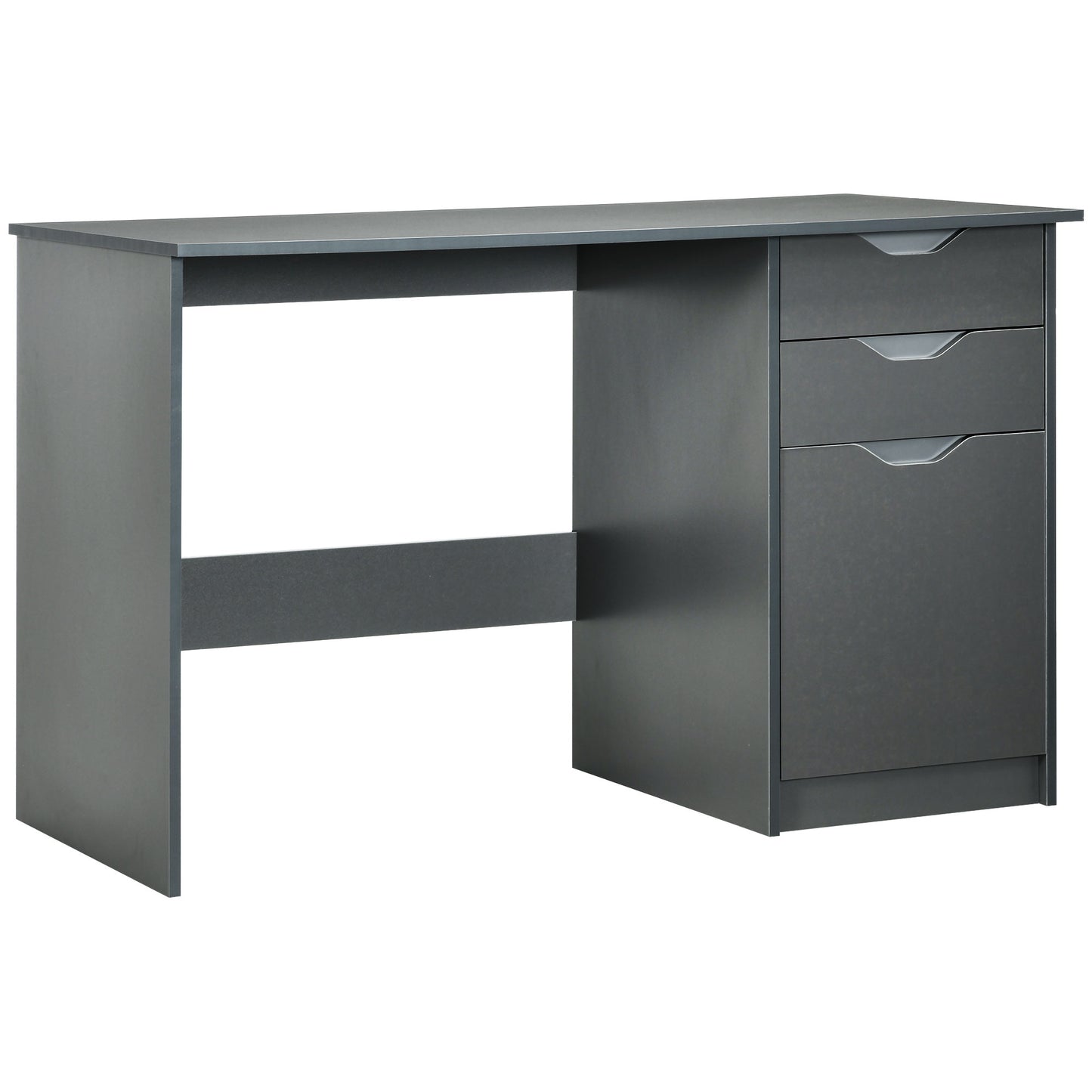 AI62 Decor Computer Desk With Drawers, High Gloss Home Office Desk With Storage Cabinet, Study Workstation, 120 X 60cm, Grey