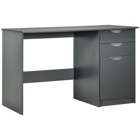 AI62 Decor Computer Desk With Drawers, High Gloss Home Office Desk With Storage Cabinet, Study Workstation, 120 X 60cm, Grey