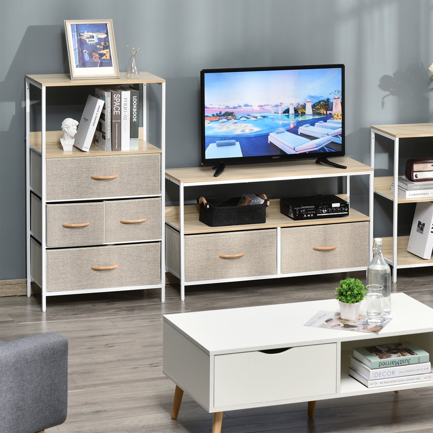 AI62 Decor 4-Drawer Storage Chest Unit with Shelves