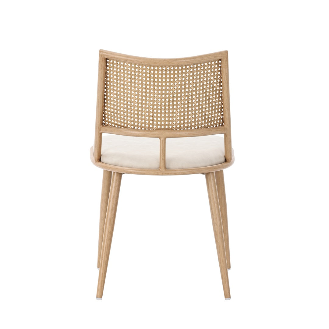 AI62 Decor  Set of 4 Bamboo Kitchen Chairs with PU Seat & Rattan Backrest – Beige