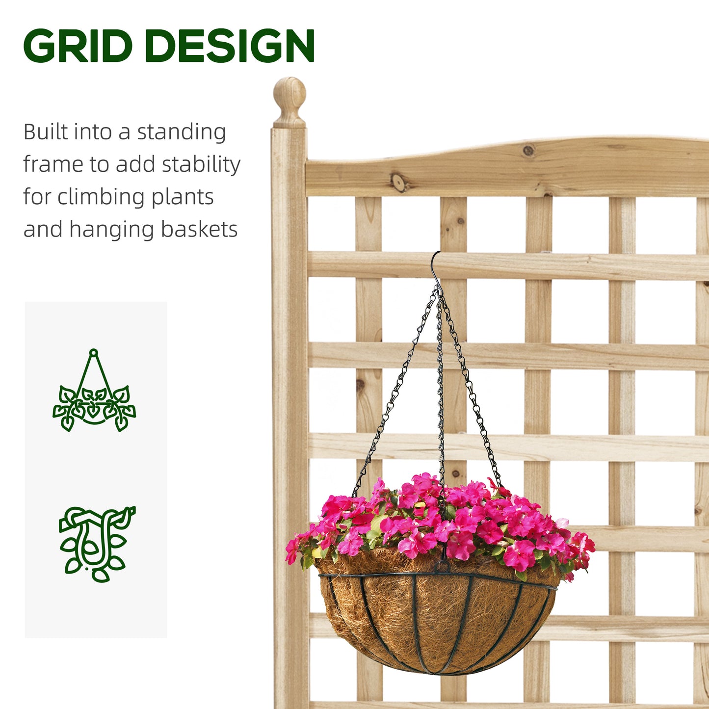AI62 Decor Wooden Garden Planter with Trellis – Indoor & Outdoor Use