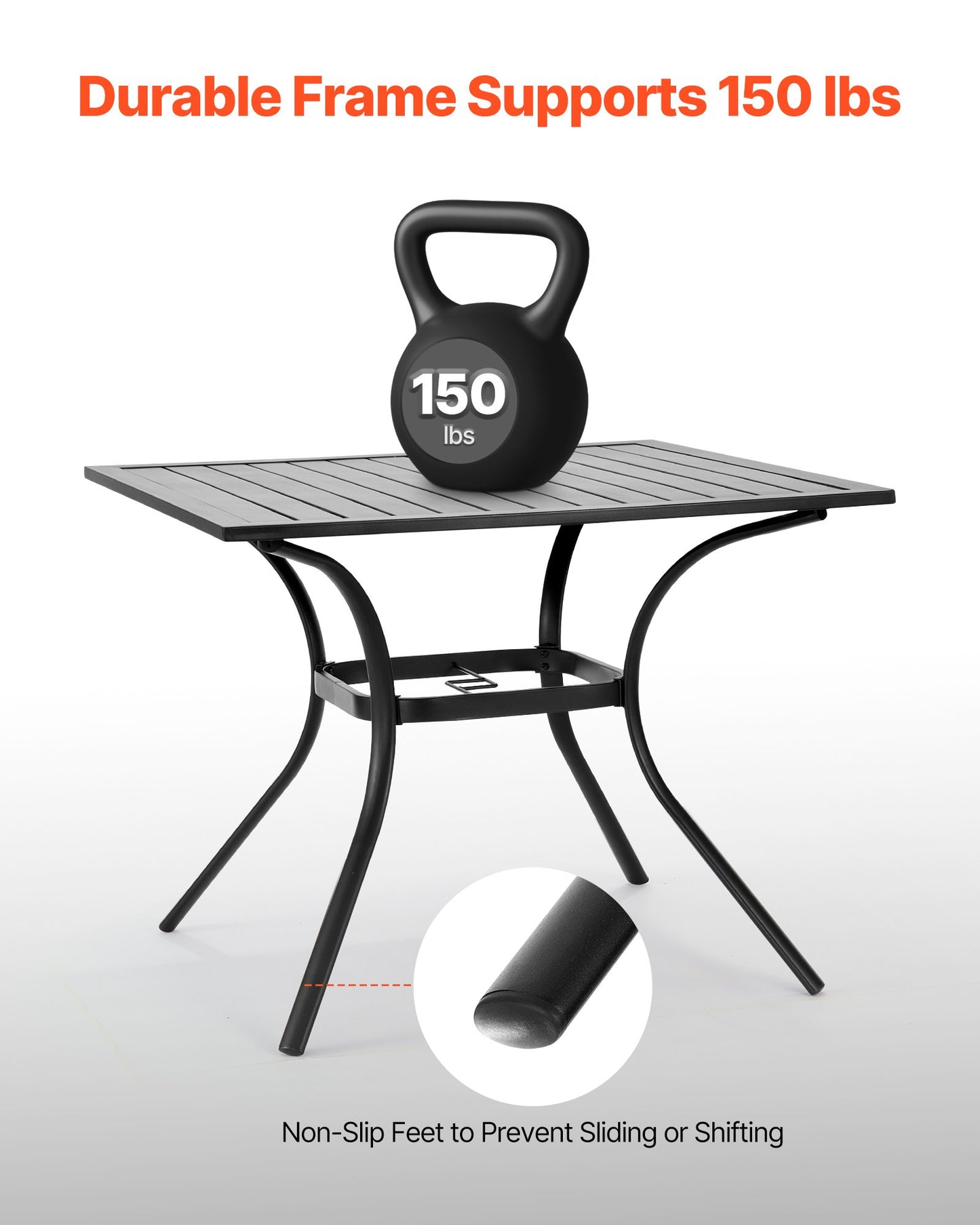 AI62 Decor Metal Steel Slat Garden Bistro Table with Umbrella Hole
