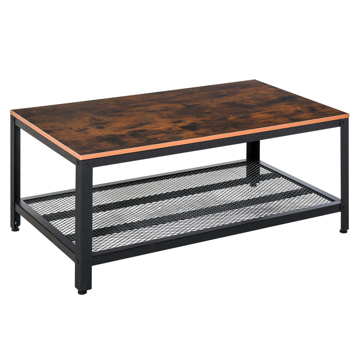 AI62 Decor Industrial Coffee Table with Storage Shelf & Metal Frame – 106×60×45cm