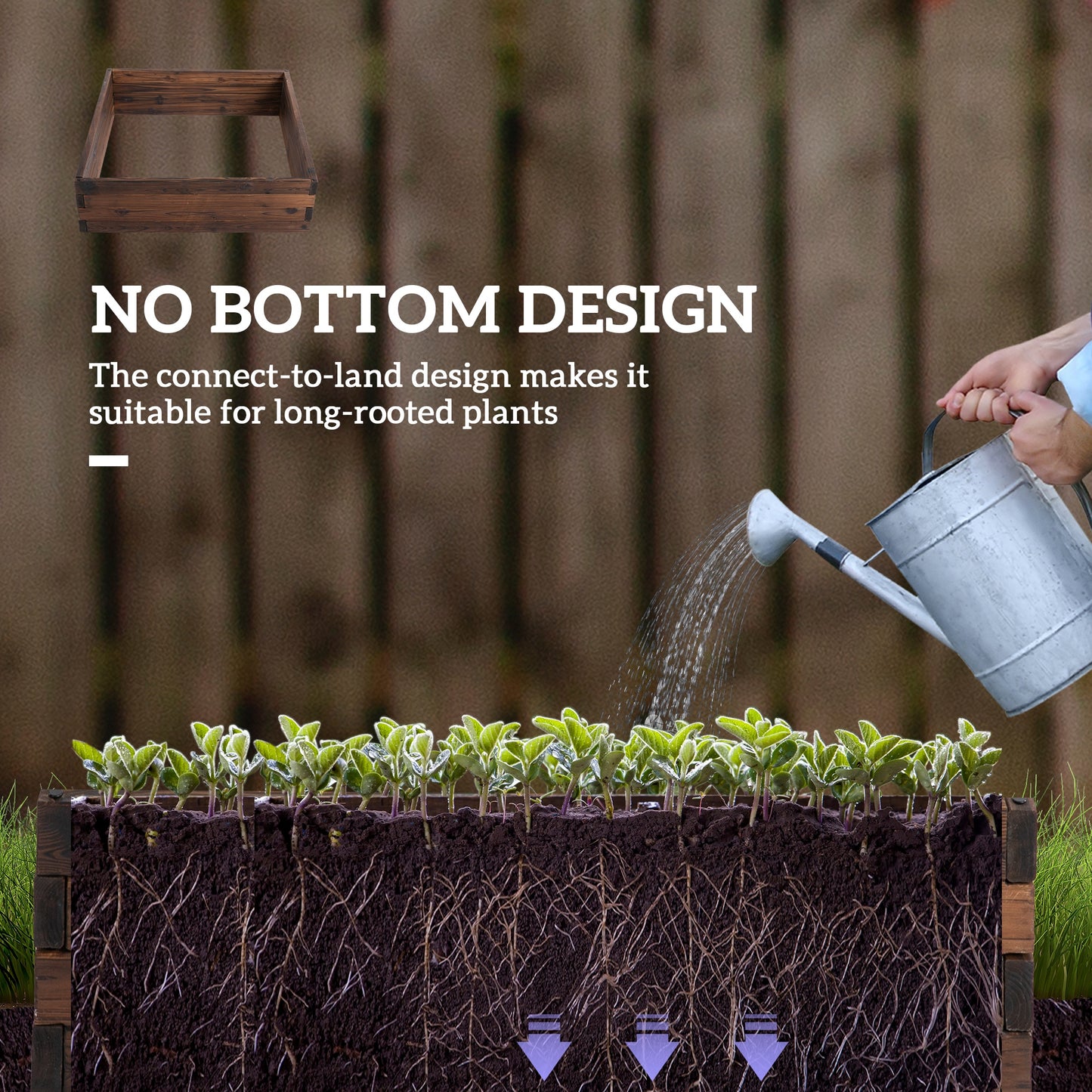 AI62 Decor Wooden 128L Raised Garden Bed Planter – 80x80x22.5 cm