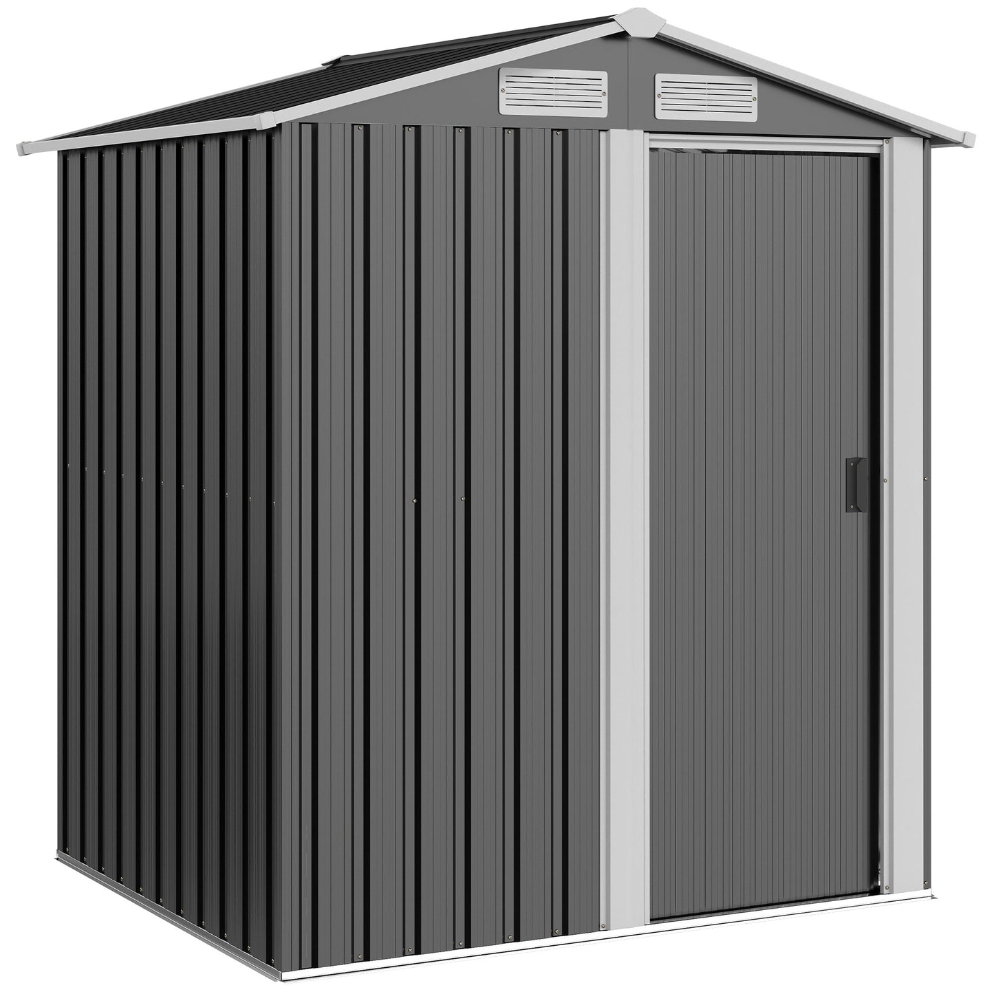 AI62 Decor Garden Metal Tool Shed with Sliding Door & Sloped Roof, Grey
