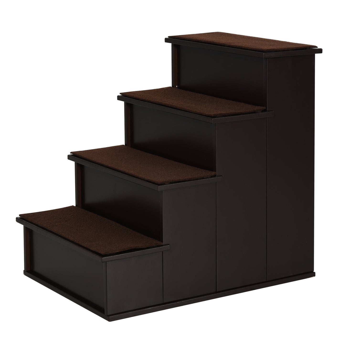 AI62 Decor PawHut 4-Step Wooden Pet Stairs, Dark Brown