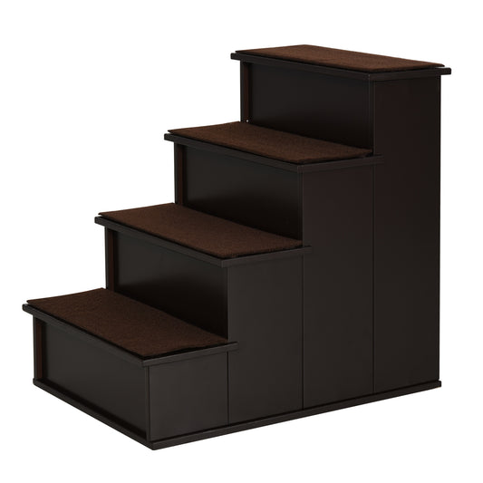 AI62 Decor PawHut 4-Step Wooden Pet Stairs, Dark Brown