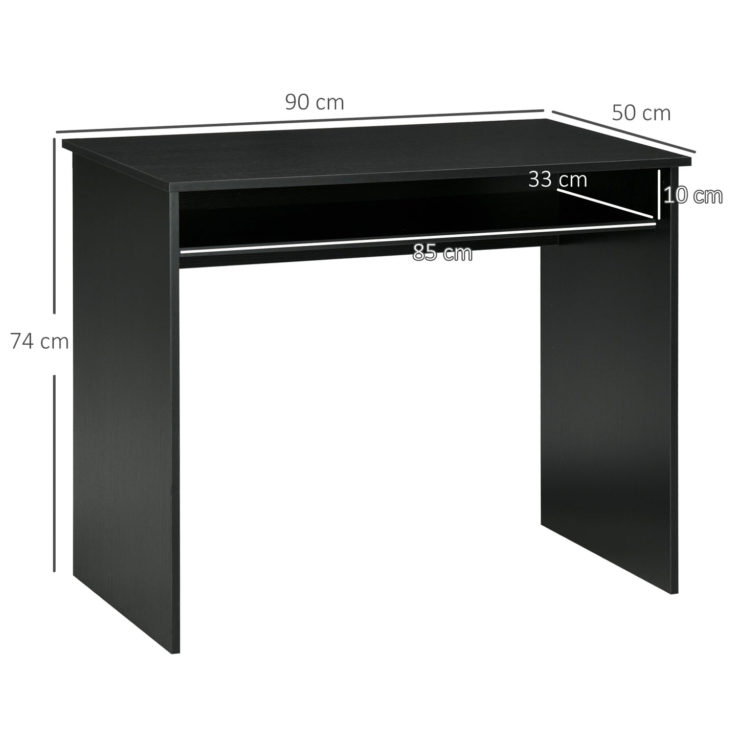 AI62 Decor 90cm Modern Computer Desk with Storage Shelf – Black Wood Grain