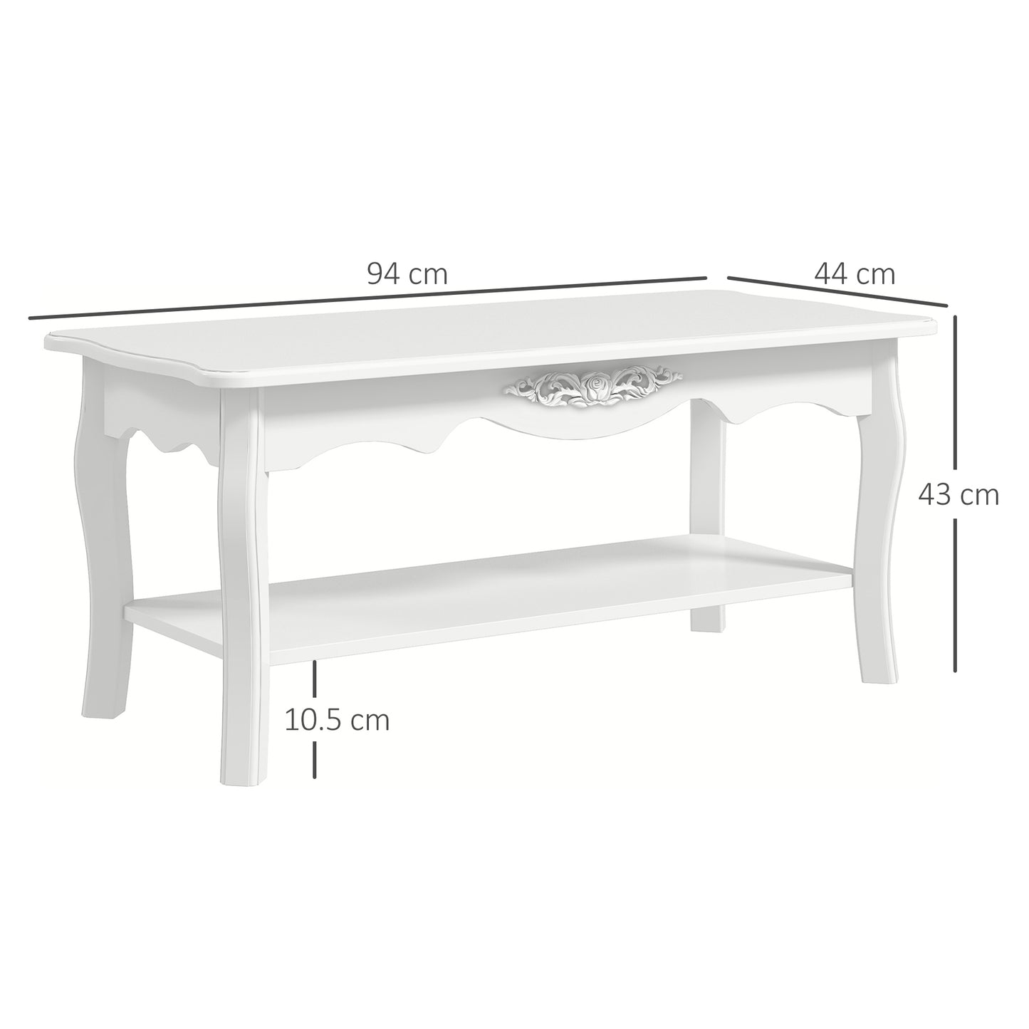 AI62 Decor White Coffee Table with Storage Shelf