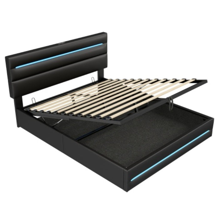 AI62 Decor King Upholstered Bed with LED Lighting