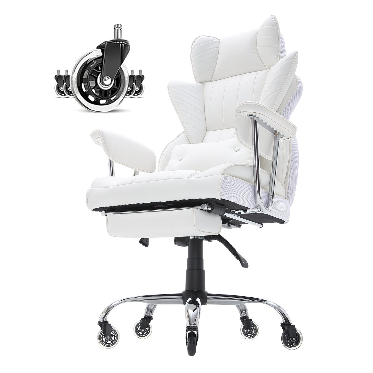AI62 Decor Heavy Duty PU Leather Office Chair with Footrest – Wide & Tall