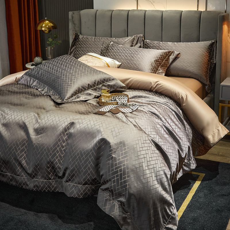 AI62 Decor Luxury European-Style 4-Piece Brocade Jacquard Bedding
