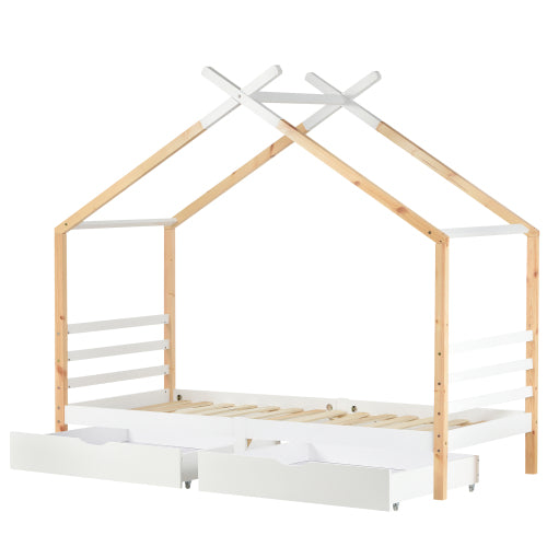 AI62 Decor Kids 3FT Single Wooden Toddler Bed with Storage