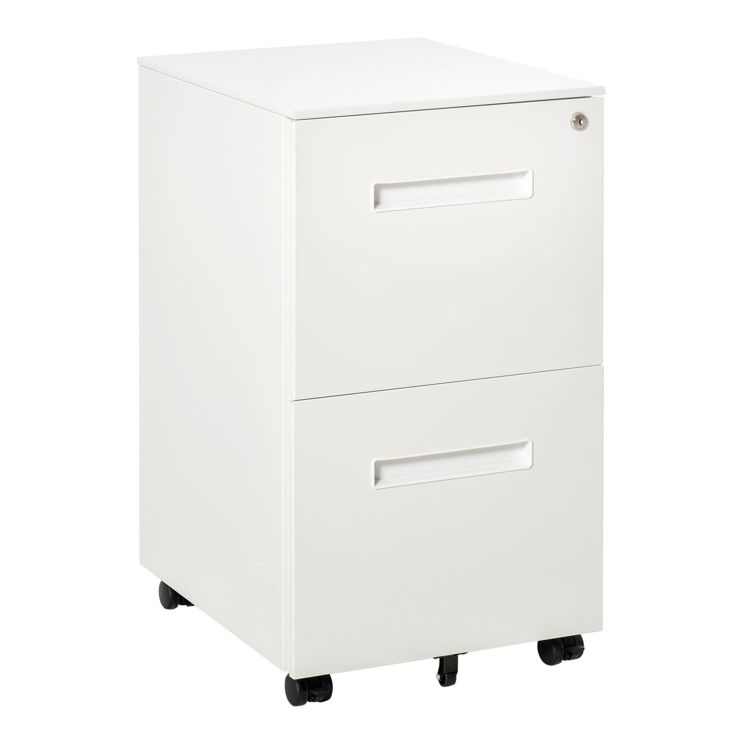 AI62 Decor Vinsetto Metal Mobile 2-Drawer Filing Cabinet with Lock & Wheels
