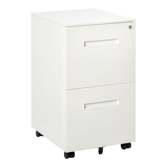 AI62 Decor Vinsetto Metal Mobile 2-Drawer Filing Cabinet with Lock & Wheels