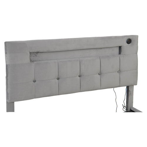 AI62 Decor Double Upholstered Ottoman Bed 4ft6 with LED & Storage, Beige