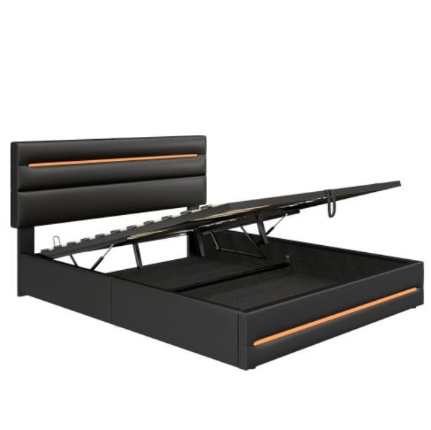 AI62 Decor King Upholstered Bed with LED Lighting