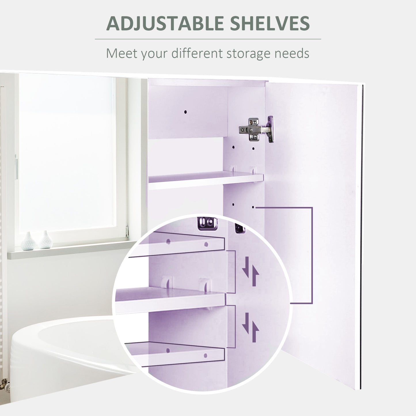 AI62 Decor 80 X 15 Cm Double Door Bathroom Mirror Cabinet - White
