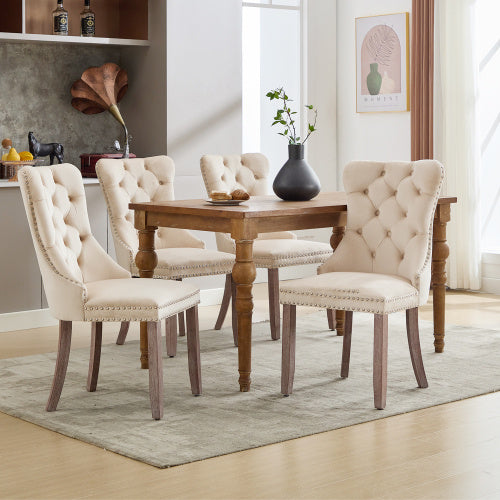 Set of 4 Velvet Upholstered Dining Room Chairs AI62Decor
