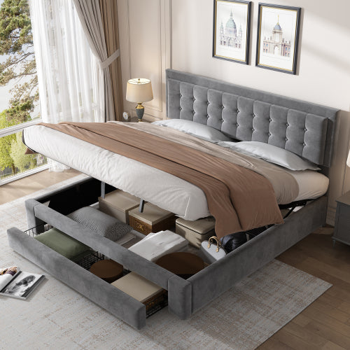 AI62 Decor King Size Upholstered Bed with Storage – 150 x 200 cm