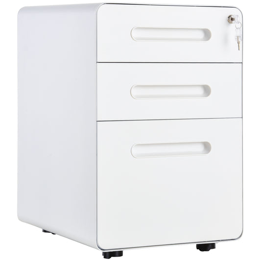 AI62 Decor Vinsetto 3-Drawer Lockable File Cabinet – White