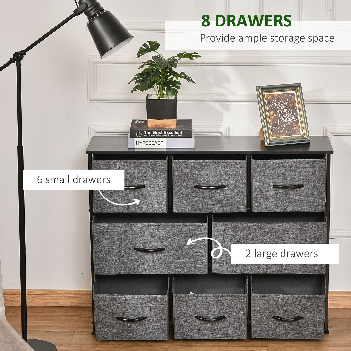 AI62 Decor Dark Grey 3-Tier Fabric Bedroom Dresser