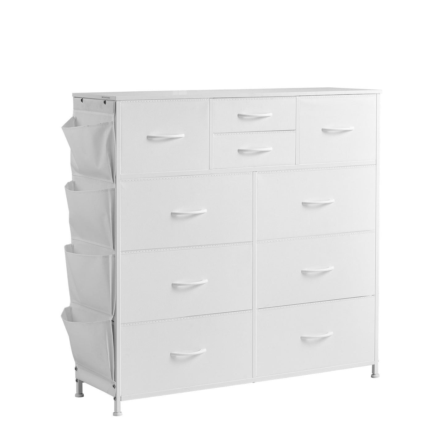 AI62 Decor 10-Drawer Fabric Storage Dresser with Steel Frame, White