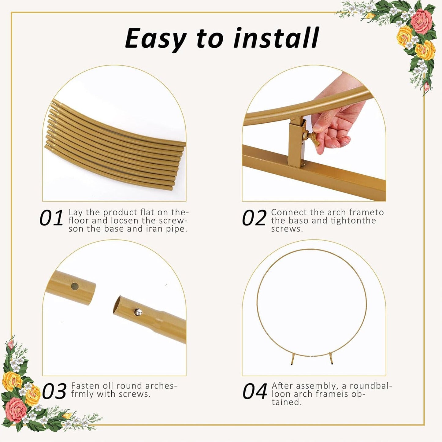 AI62 Decor Gold Hoop Wedding Backdrop Frame 2M