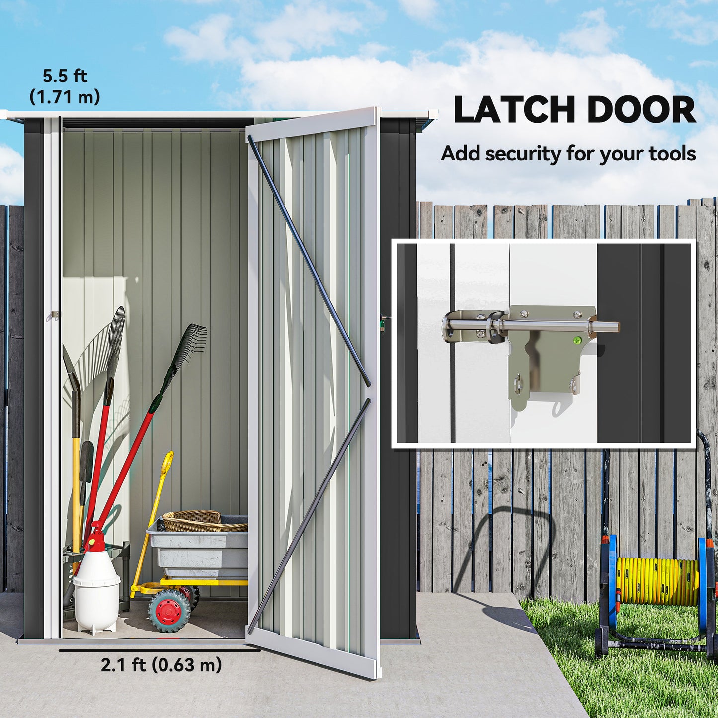 AI62 Decor Lockable Metal Shed for Tools and Equipment