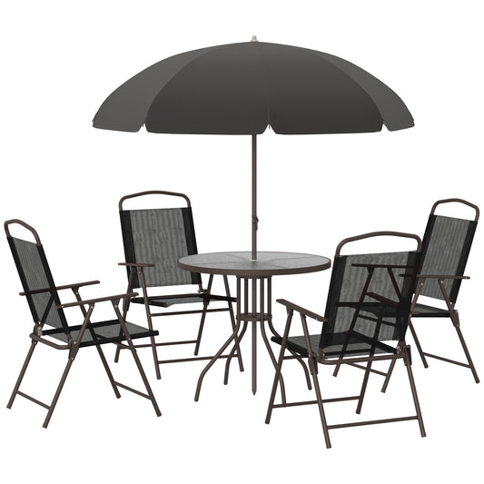 AI62 Decor 6-Piece Garden Dining Set with Parasol