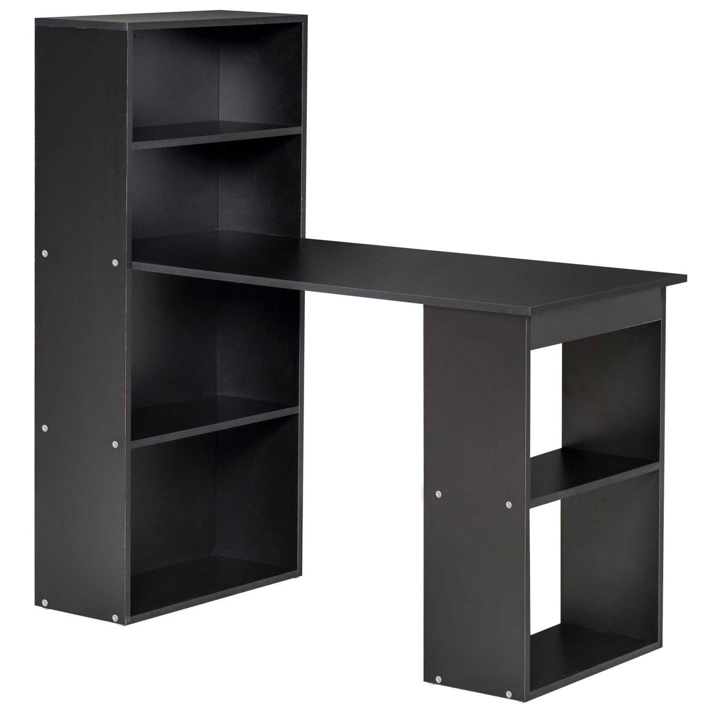 AI62 Decor 120cm Computer Desk with 6-Tier Storage Shelves – Black