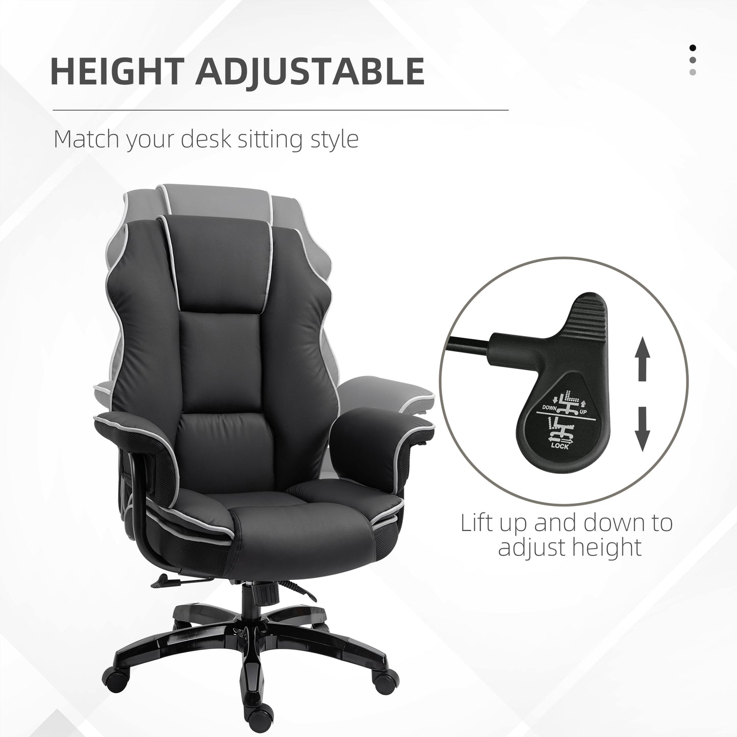 AI62 Decor Vinsetto Faux Leather Executive Office Chair, With Contrast Piping - Black/White