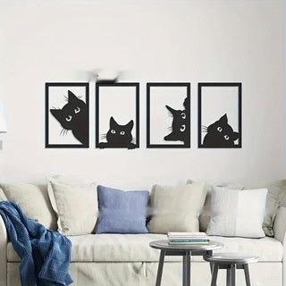 AI62 Decor Black Cat Metal Wall Art for Home Decor