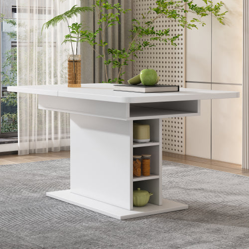 AI62 Decor White Multifunctional Dining Table with Storage