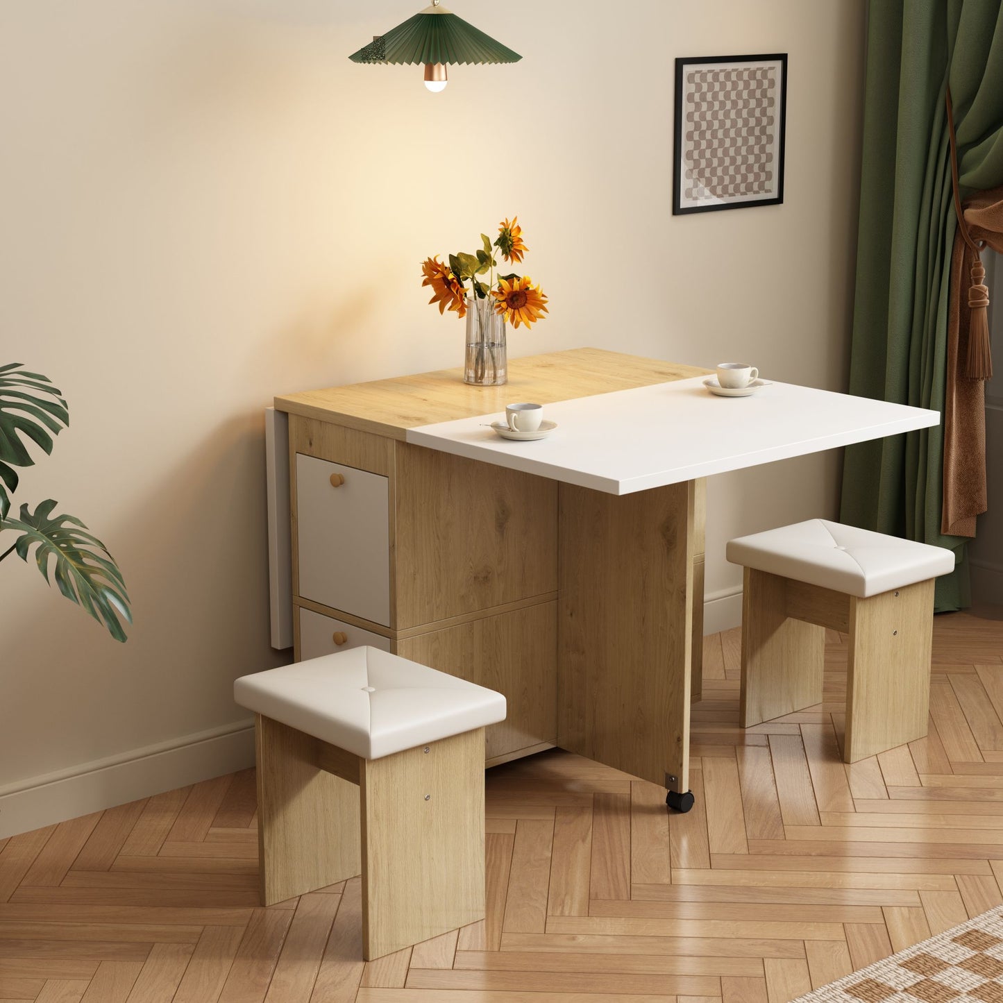 AI62 Decor 120x80x75cm Extendable Dining Table & 4 Chairs