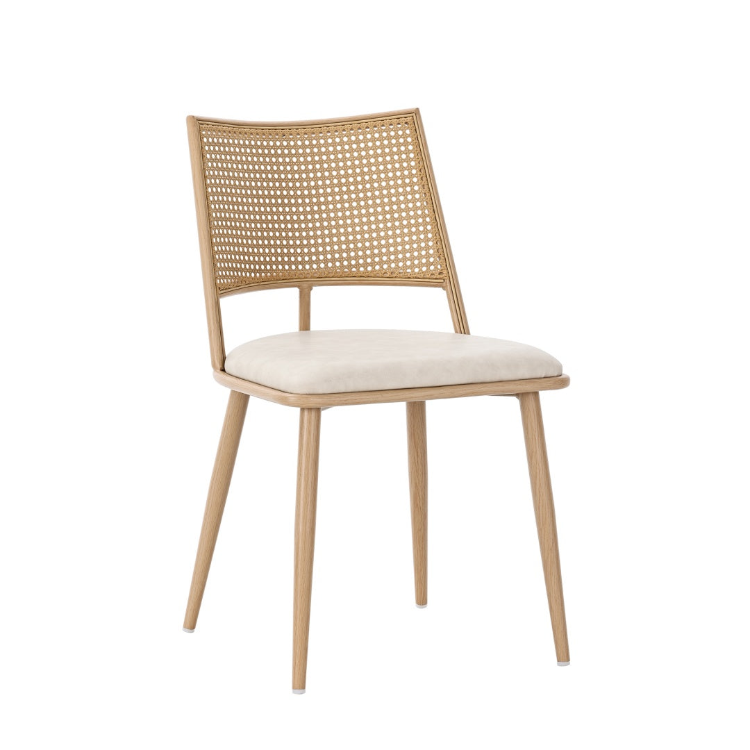 AI62 Decor  Set of 4 Bamboo Kitchen Chairs with PU Seat & Rattan Backrest – Beige