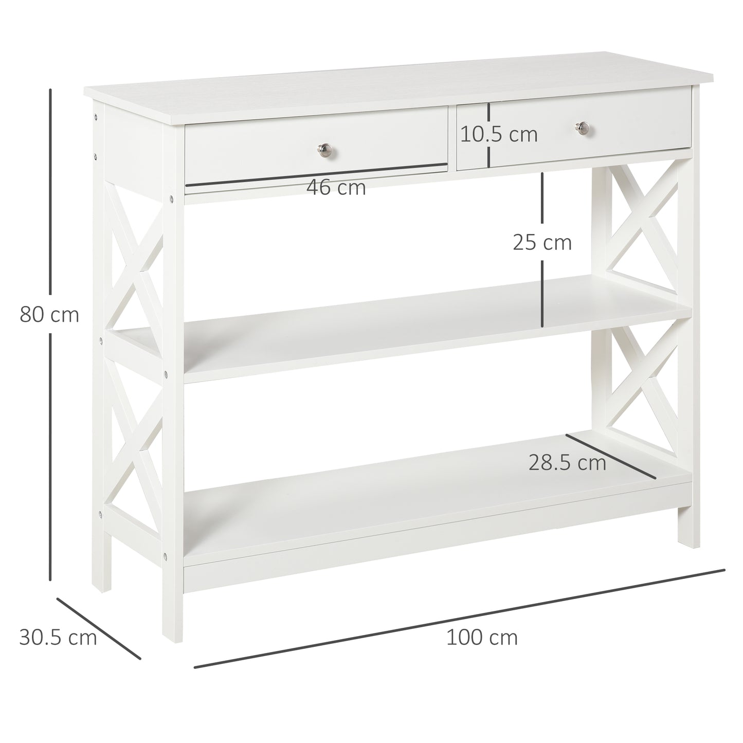 AI62 Decor  Modern White Side Desk with Storage Drawers