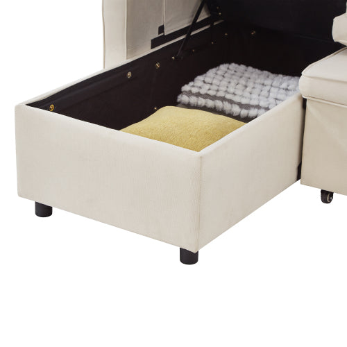 AI62 Decor L-Shaped 3-in-1 Convertible Sofa Bed with Storage & Chaise