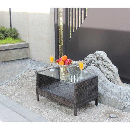 AI62 Decor Outdoor Patio Coffee Table with Tempered Glass