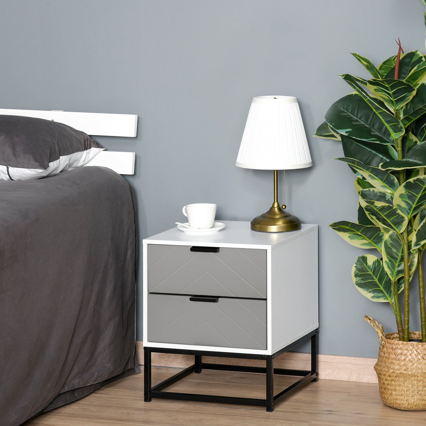 AI62 Decor2 Drawer Bedside Cabinet with Metal Base