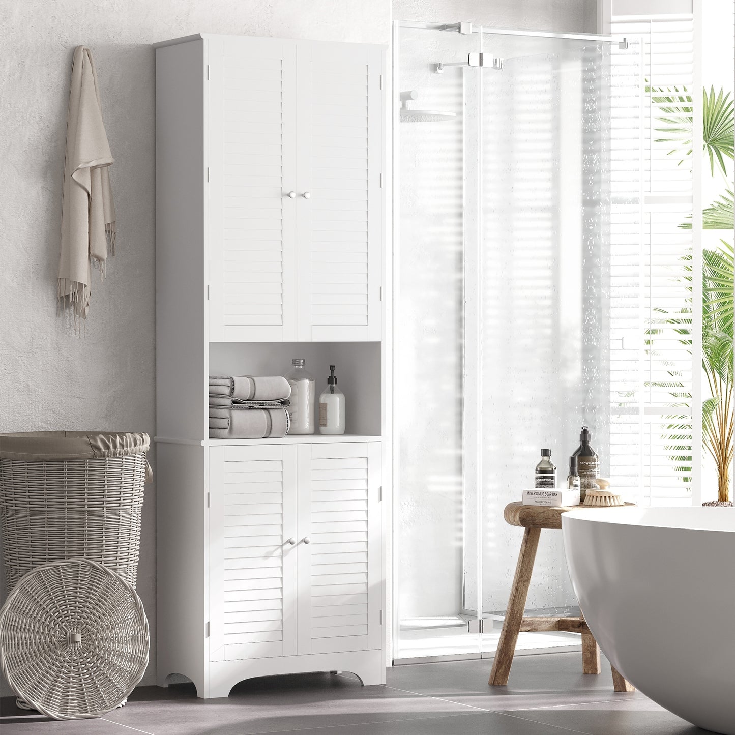 AI62 Decor Tall Freestanding Bathroom Organizer with 3 Compartments