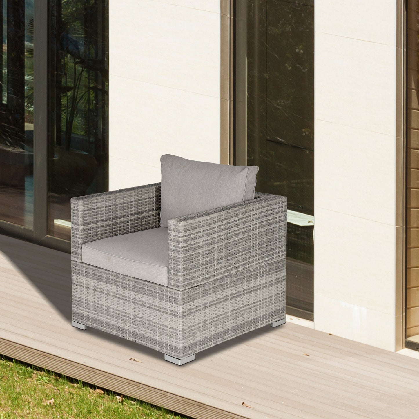 AI62 Decor Grey All-Weather Rattan Armchair