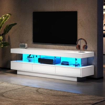 High-Gloss TV Stand Cabinet with LED Lights AI62Decor