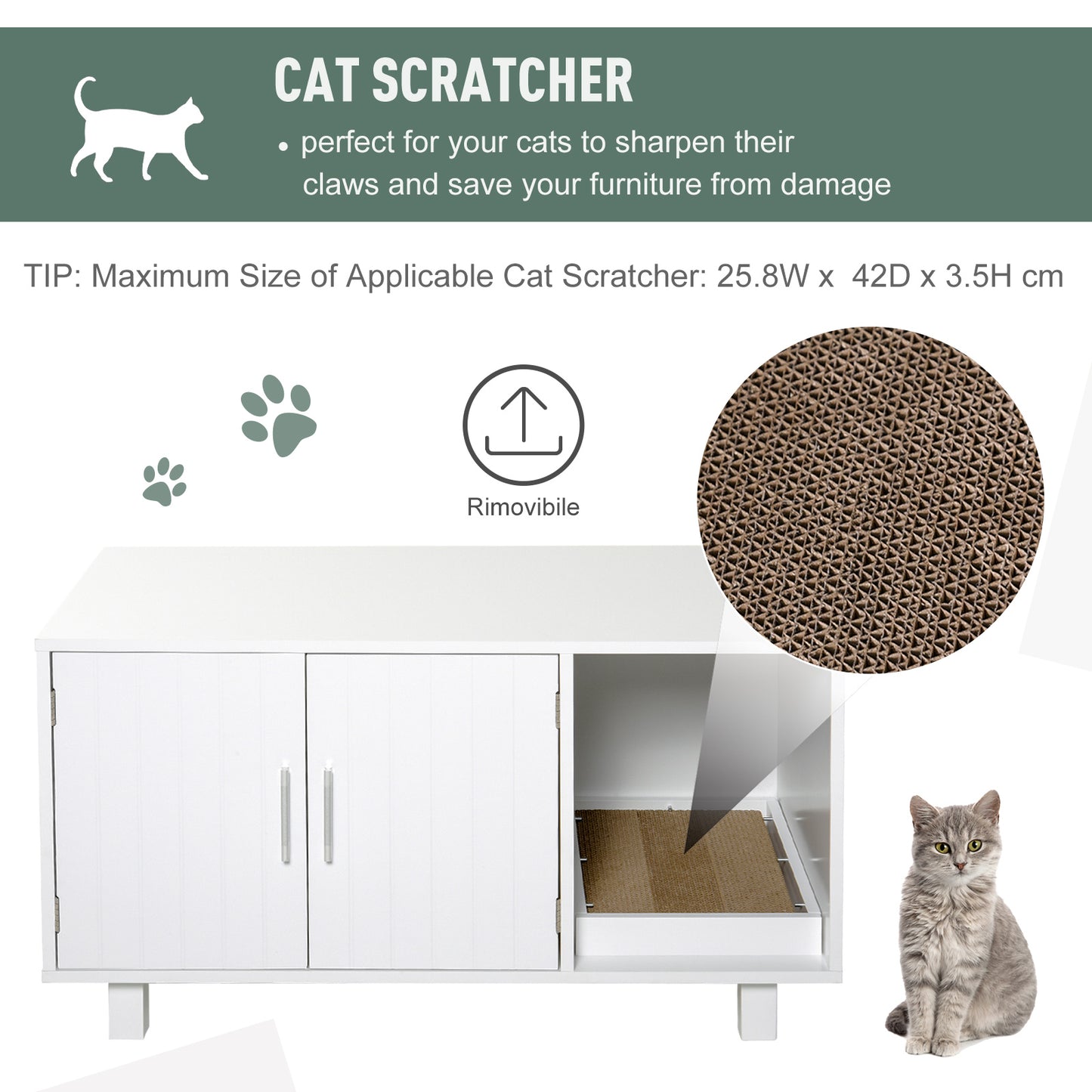 AI62 Decor Wooden Cat Litter Box with Nightstand Design