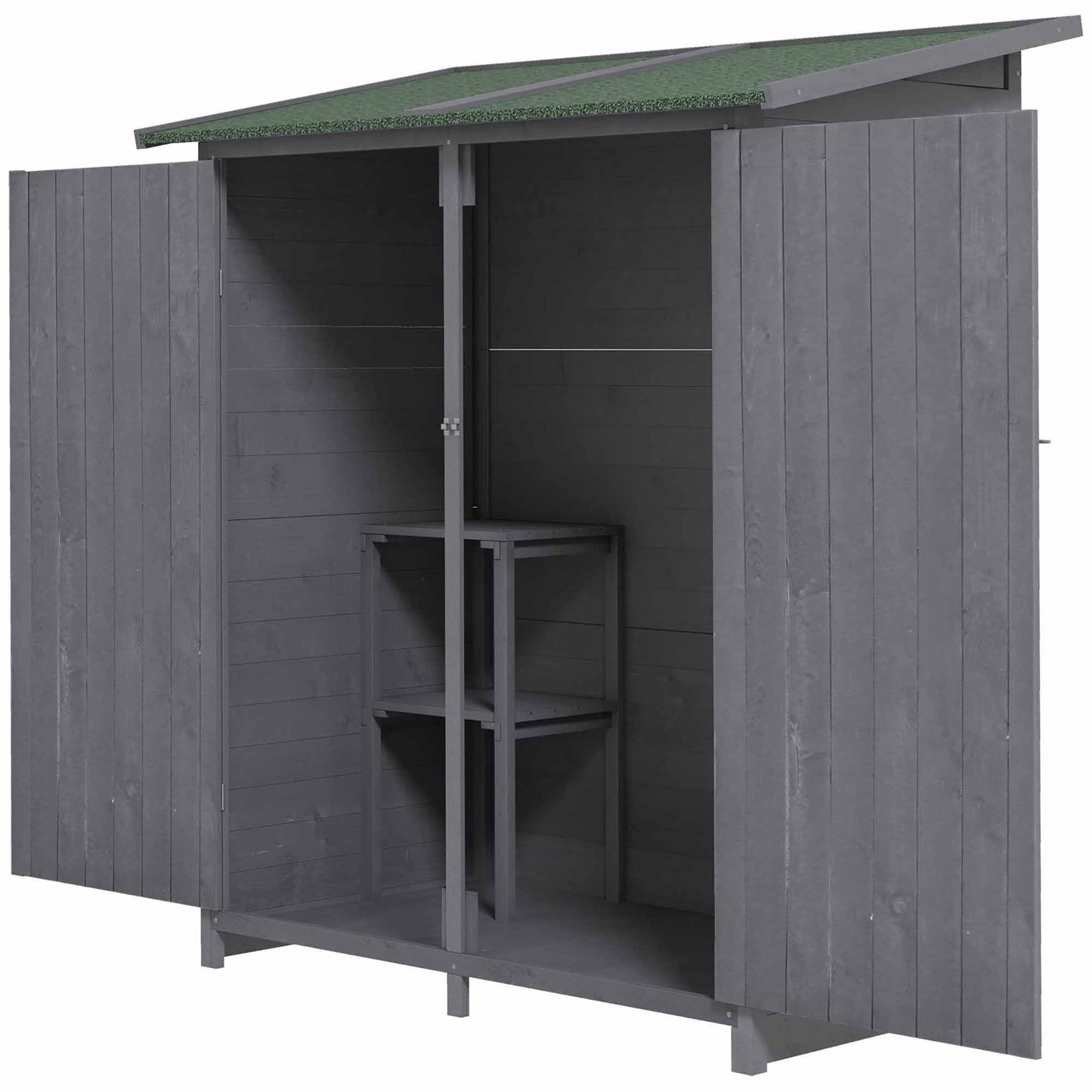 AI62 Decor Grey 139x75 Fir Wood Garden Shed with Asphalt Roof