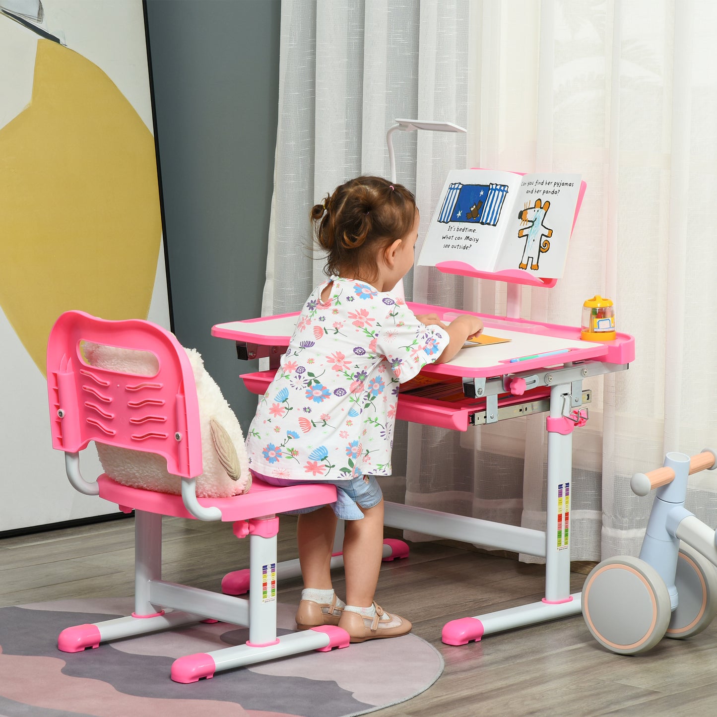 AI62 Decor Kids Study Desk And Chair Set W/ Adjustable Height