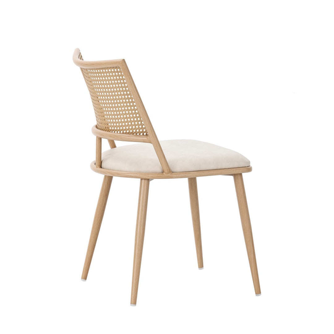AI62 Decor  Set of 4 Bamboo Kitchen Chairs with PU Seat & Rattan Backrest – Beige
