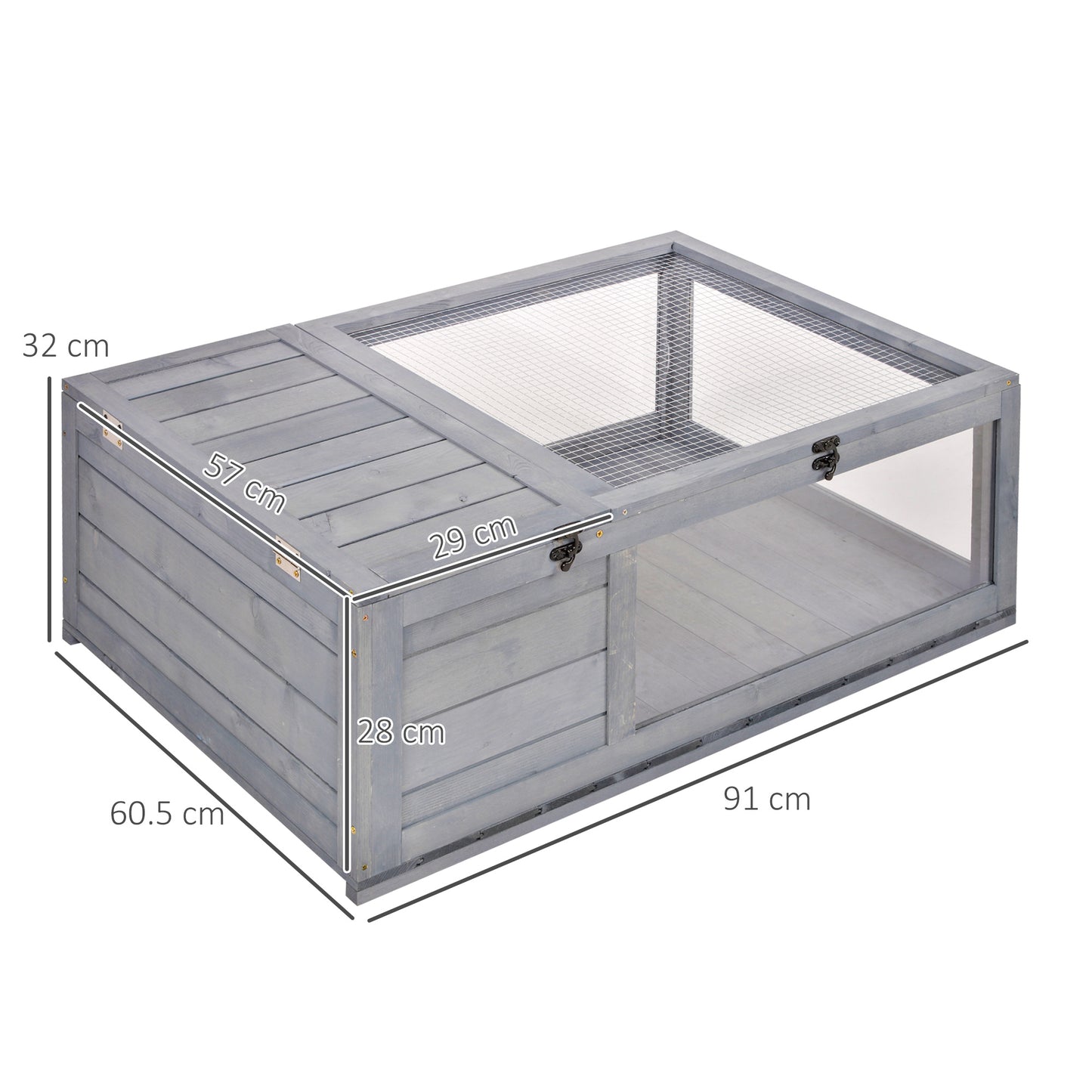 AI62 Decor PawHut Small Wooden Tortoise & Reptile House with Mesh Roofs